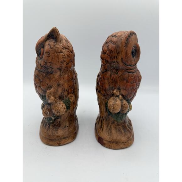 Owls Set Of 2 Vintage 6 In Each Owl On A Tree Branch See Description - Picture 2 of 8
